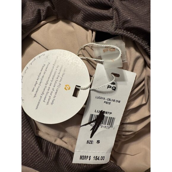 PQ Women's Brown Celine Metallic Rib-Knit One-Piece Swimsuit Size Small NWT $154 - Picture 8 of 8